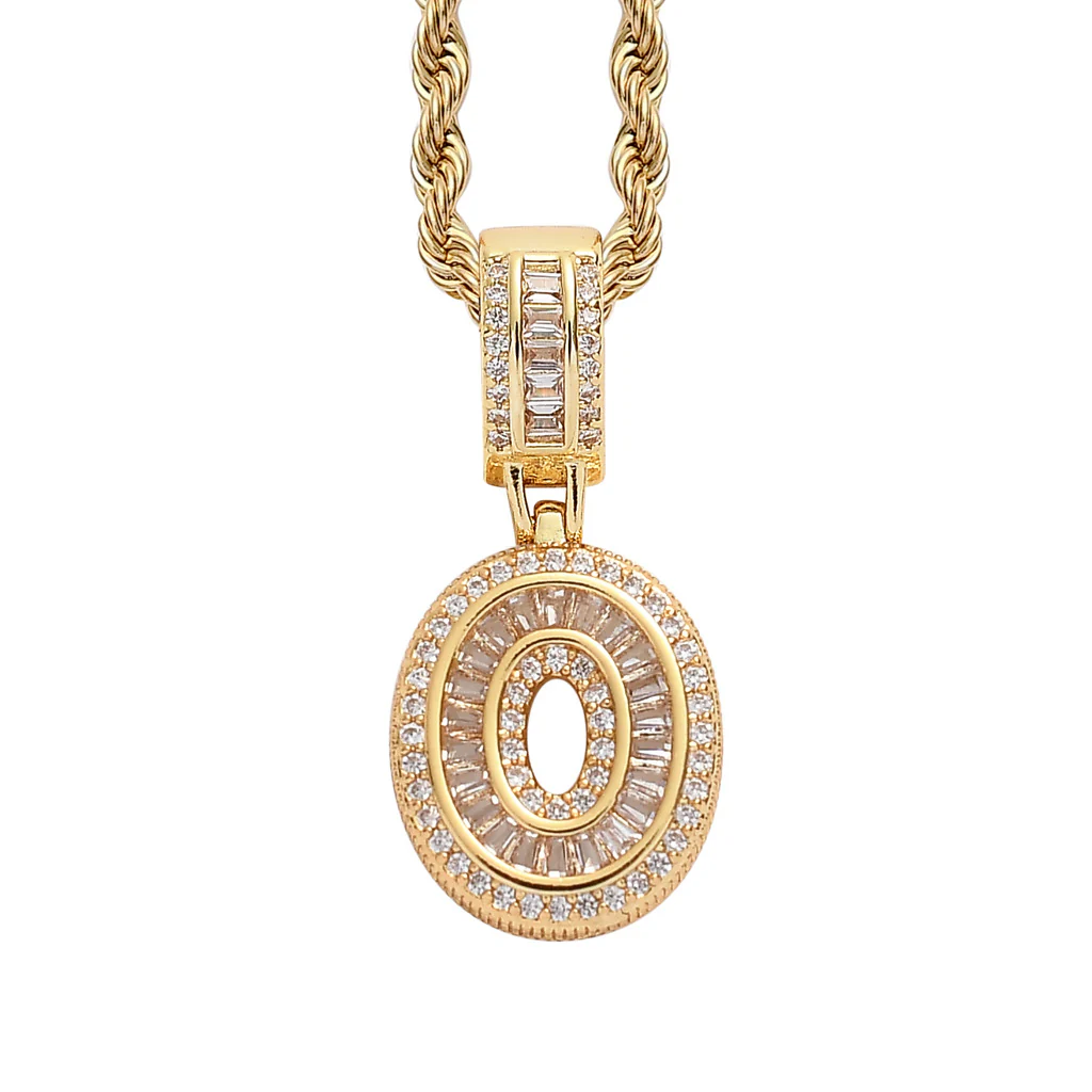 Baguette Iced A to Z Letters Pendants in 14K Gold - Image 20